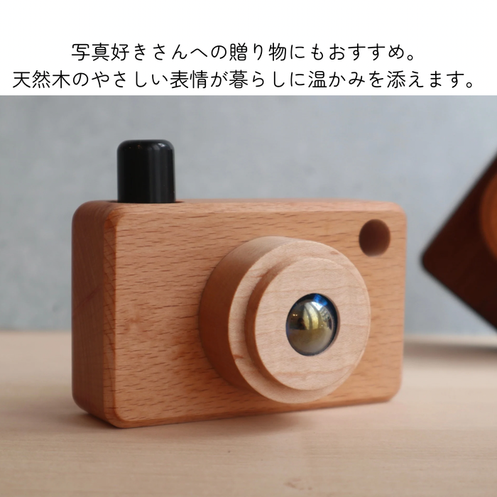 木製カメラ型印鑑スタンド｜高級銘木使用・全3種